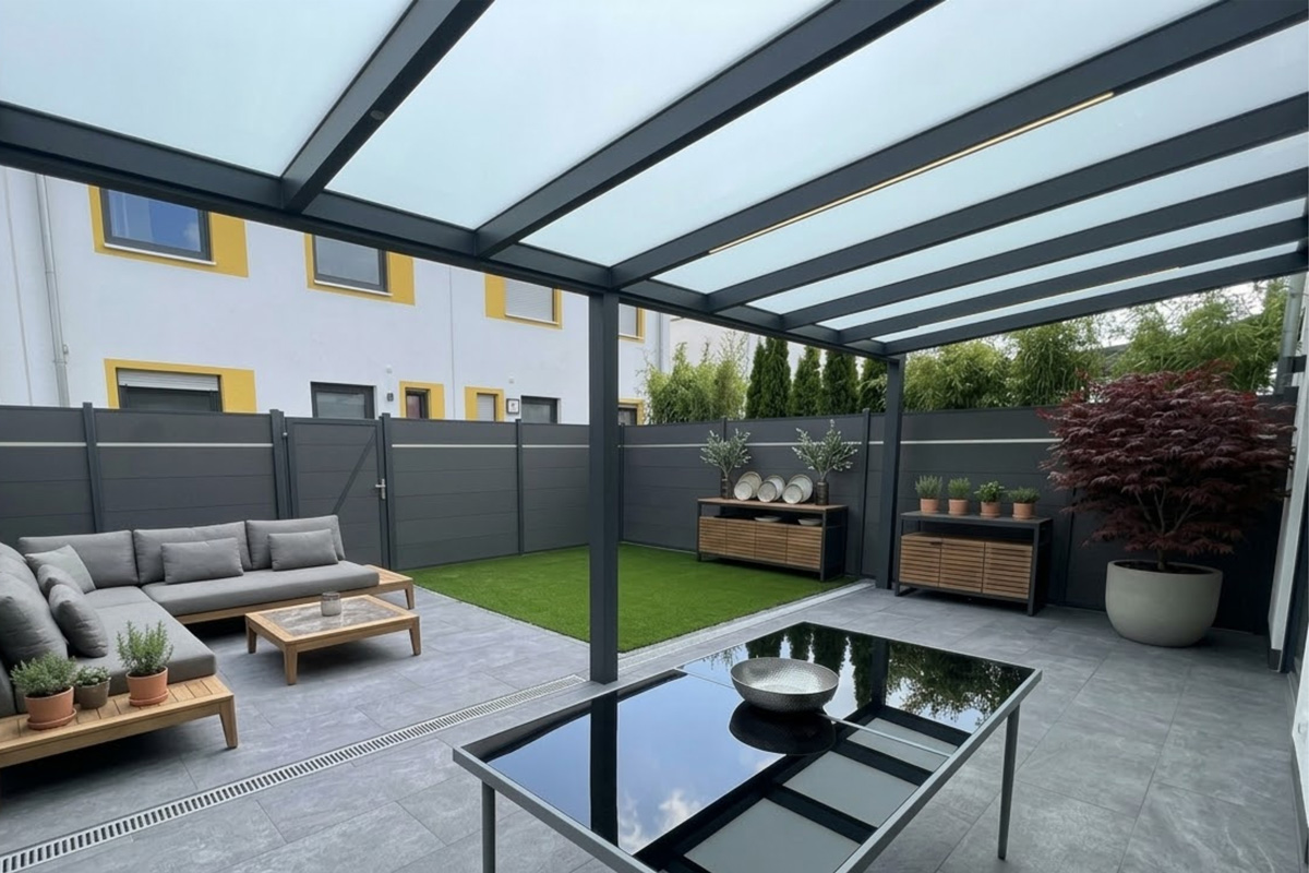 Terrassenüberdachung Glasdach Unteransicht Hannover