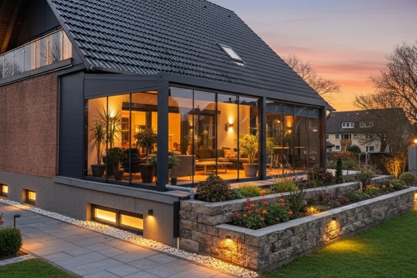 Wintergarten Außenansicht Abend Hannover