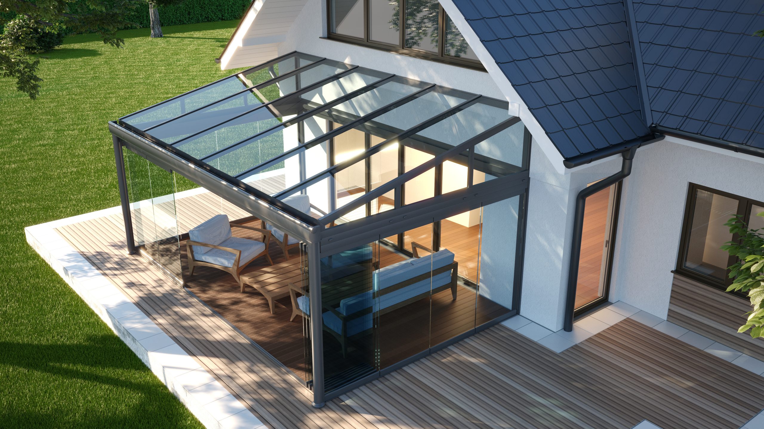 Terrace canopy - winter garden, 3d illustration